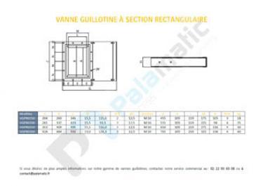 Plan vanne guillotine section rectangulaire