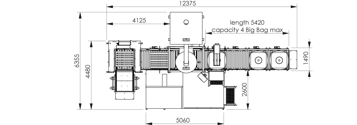 Plan et dimensionnel de la station de remplissage Flowmatic 06 - Palamatic Process