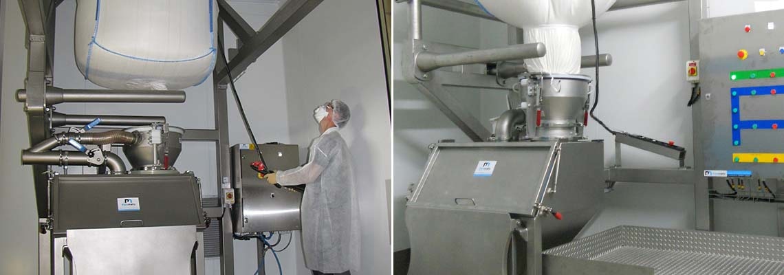 bulk bag and sack discharger telescopic tube 