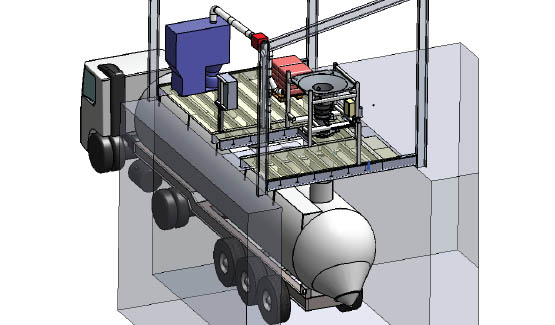 Poste de vidange de big bags pour remplissage camion