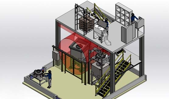 Ligne de mélange et de conditionnement de poudres vétérinaires 