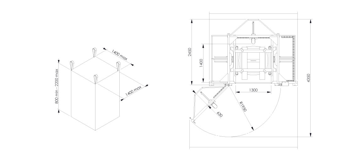 Dimensionnel de la cage de massage big bag