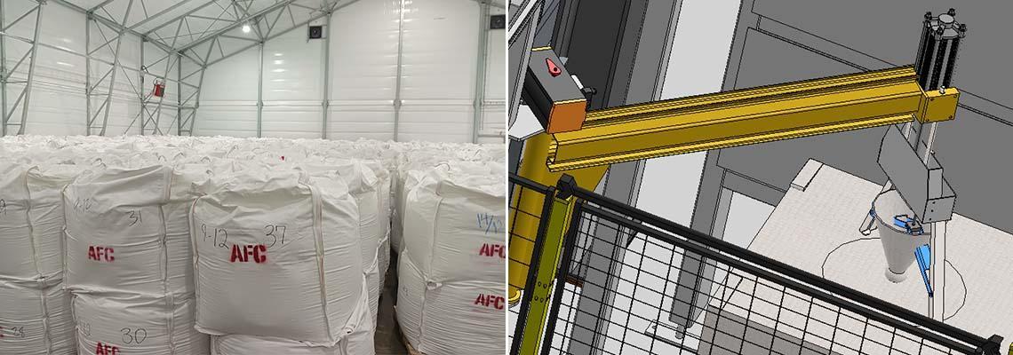 Manutention de big bags de quartz