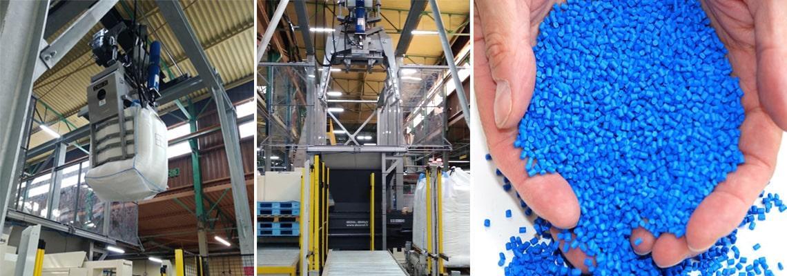 Système de vide big bags automatisé pour l'industrie plastique