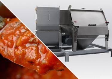 Vidange de sacs et élimination de mottes pour fabrication sauces