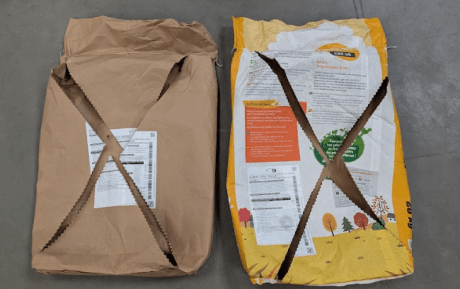 Sacs craqués avec lames de coupe en croix