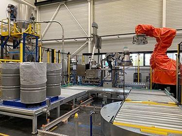 Ligne de production avec gerbeur fût et robot - DrumFlow® 04 Palamatic Process